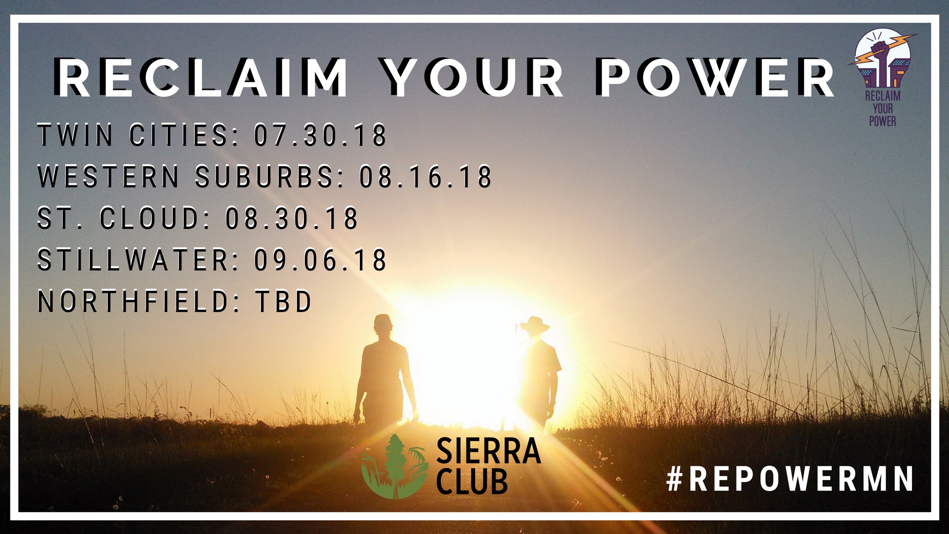 Reclaim Your Power event poster with dates
