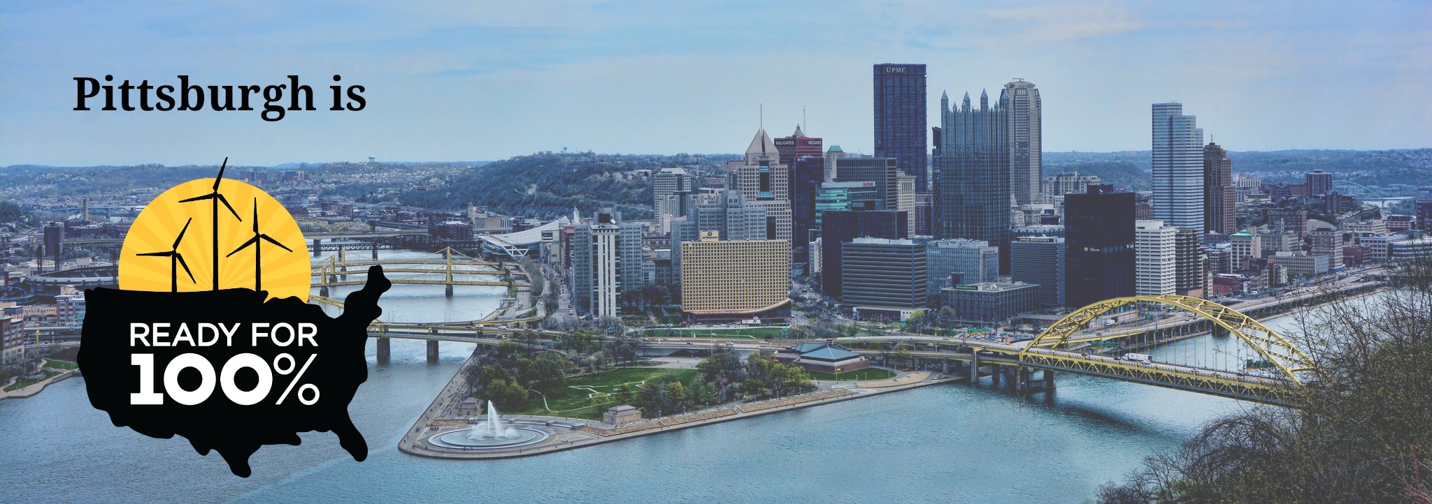 Photo of Pittsburgh with a superimpose Ready For 100 Logo