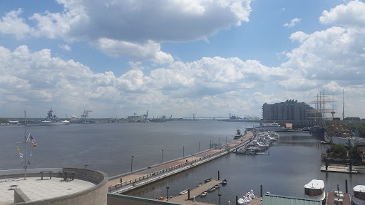 View from the Independence Seaport Museum of the Delaware River and waterfront pier