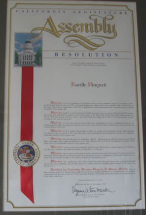 1999 award from Assemblymember Virginia Strom-Martin