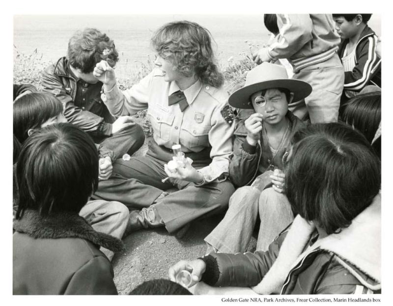 Ranger and children, Marin Headlands, 1978