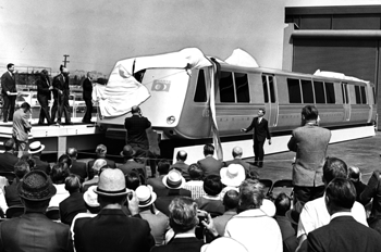 Unveiling of first BART car, 1965.