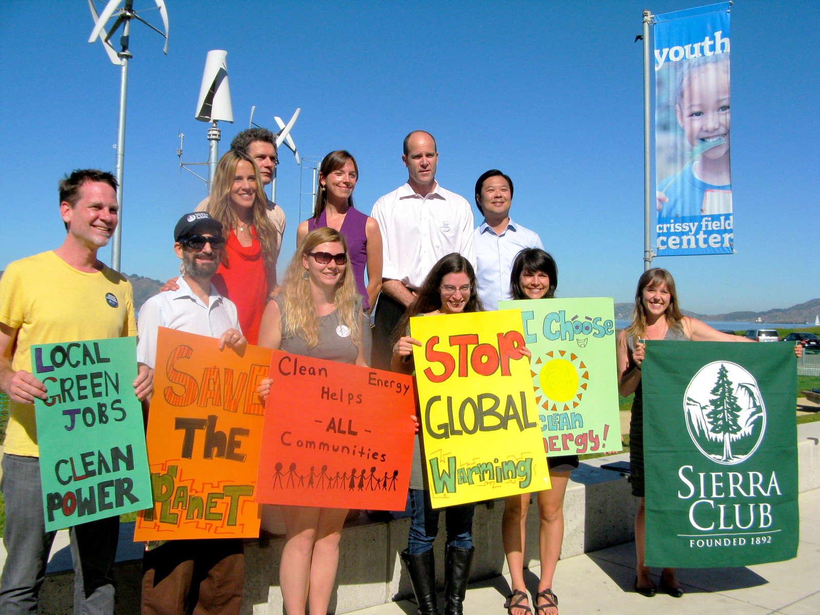 Bay Chapter activists at a press conference for the No on Prop 32 campaign