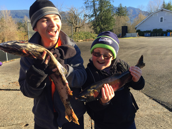 holding salmon