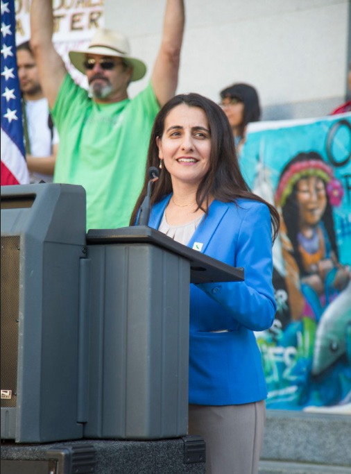 Monique Limon at the Protest Against Offshore Drilling 