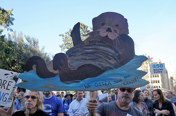 Otter sign at the Protest Against Offshore Drilling