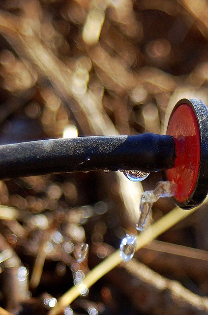 Drip irrigation emitter with clear droplet of water