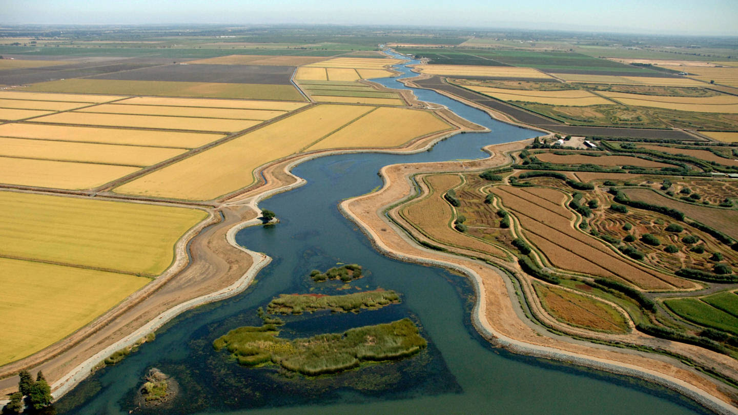 Aerial view of water basin