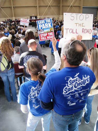 Demonstrators at Coastal Commission Hearing