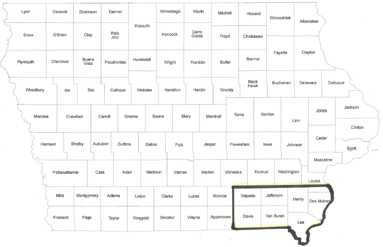 Southeast Iowa map