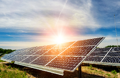 Solar panels with sun