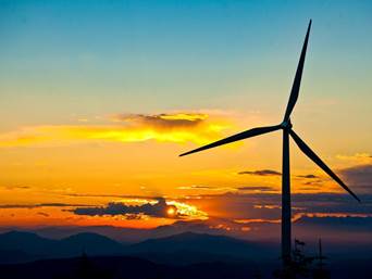 Wind turbine at sunrise