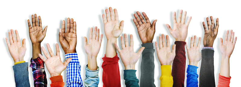 People raising hands