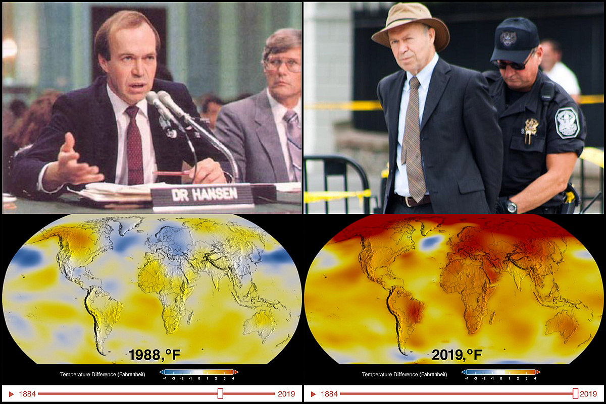 Temperature change since 1988
