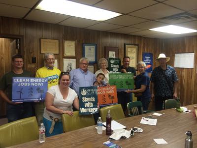 Sierra Club members join with local labor unions and wind experts to testify in support of wind energy for Missouri.