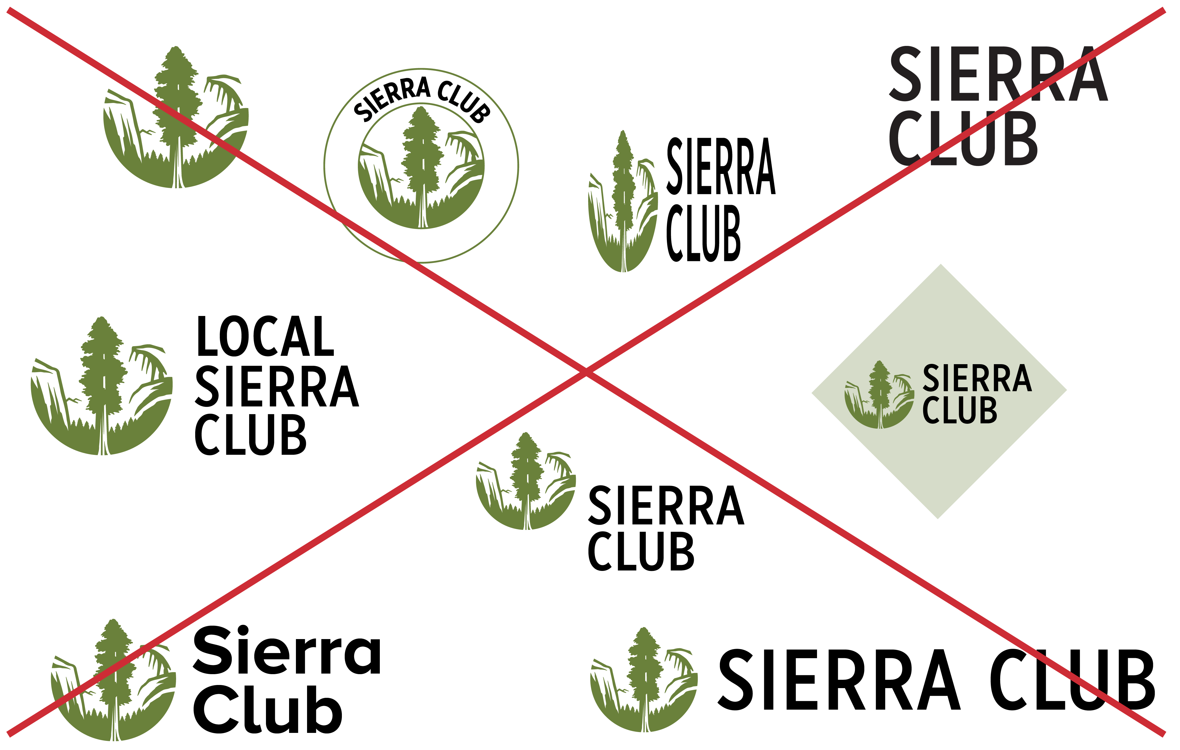 Collection of incorrect usage of Sierra Club logo