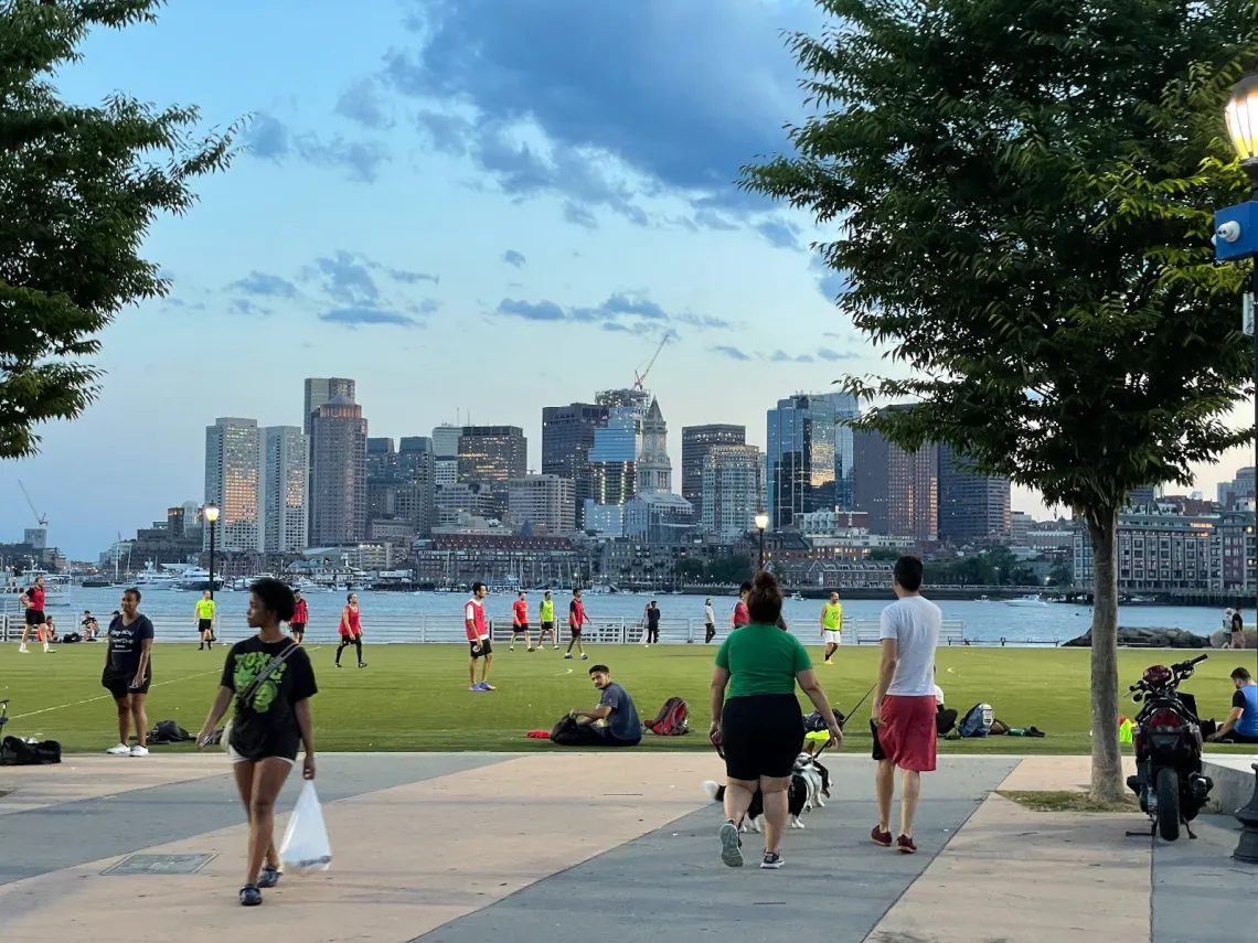 View of Boston's Buildings from LoPresti Park in East Boston