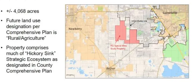 map of Hickory Sink area in Alachua County Comprehensive Plan