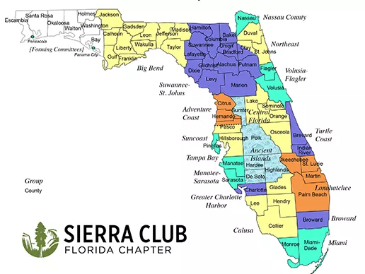 Map of Florida Sierra Club chapters