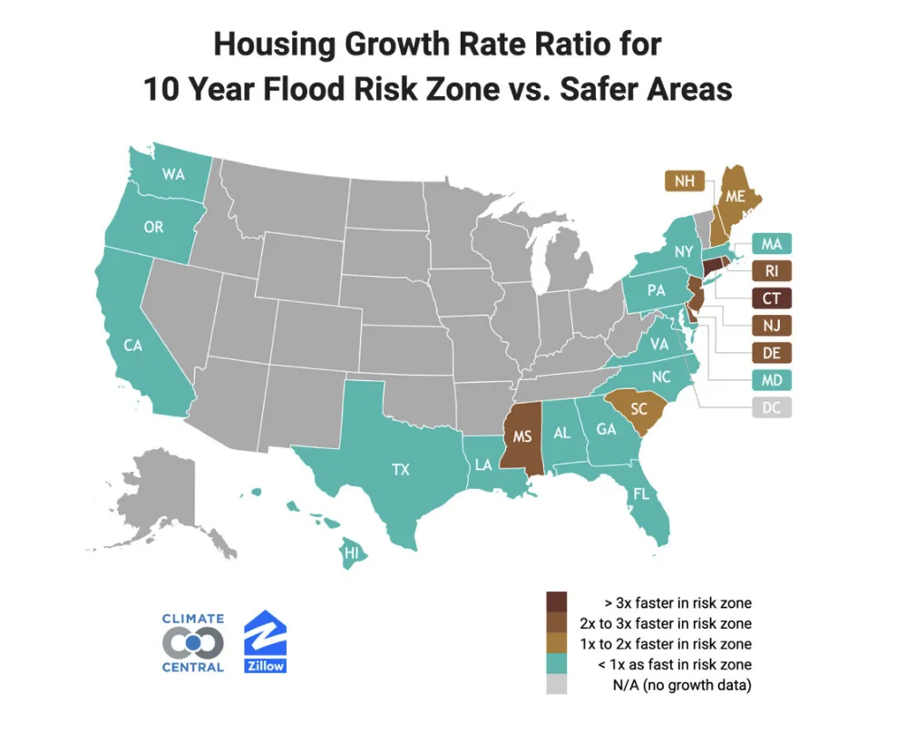 Map of flood pronned development in the US