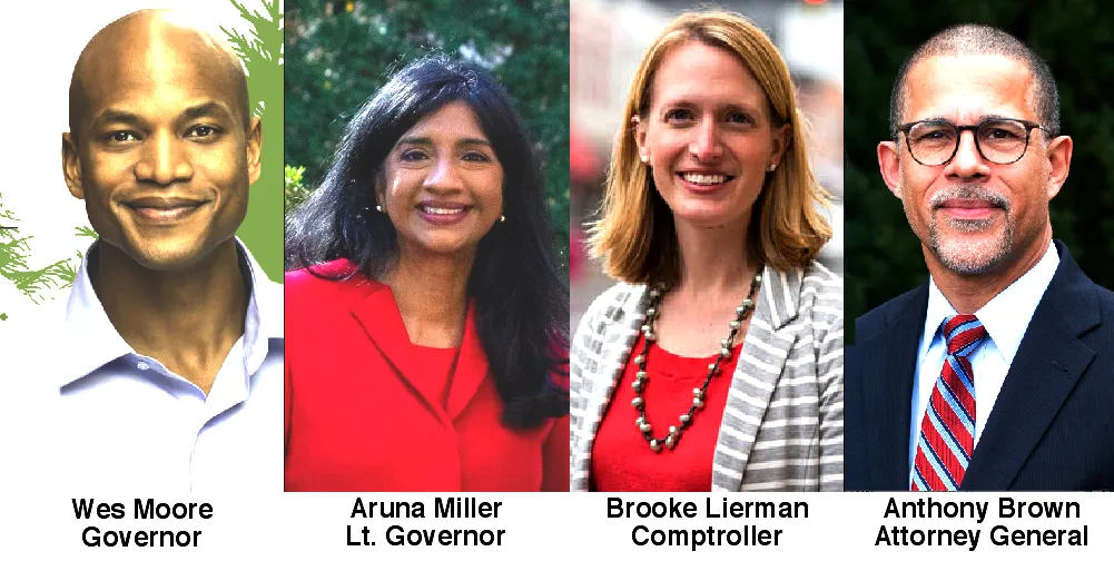 Wes Moore, Aruna Miller, Brooke Lierman, Anthony Brown