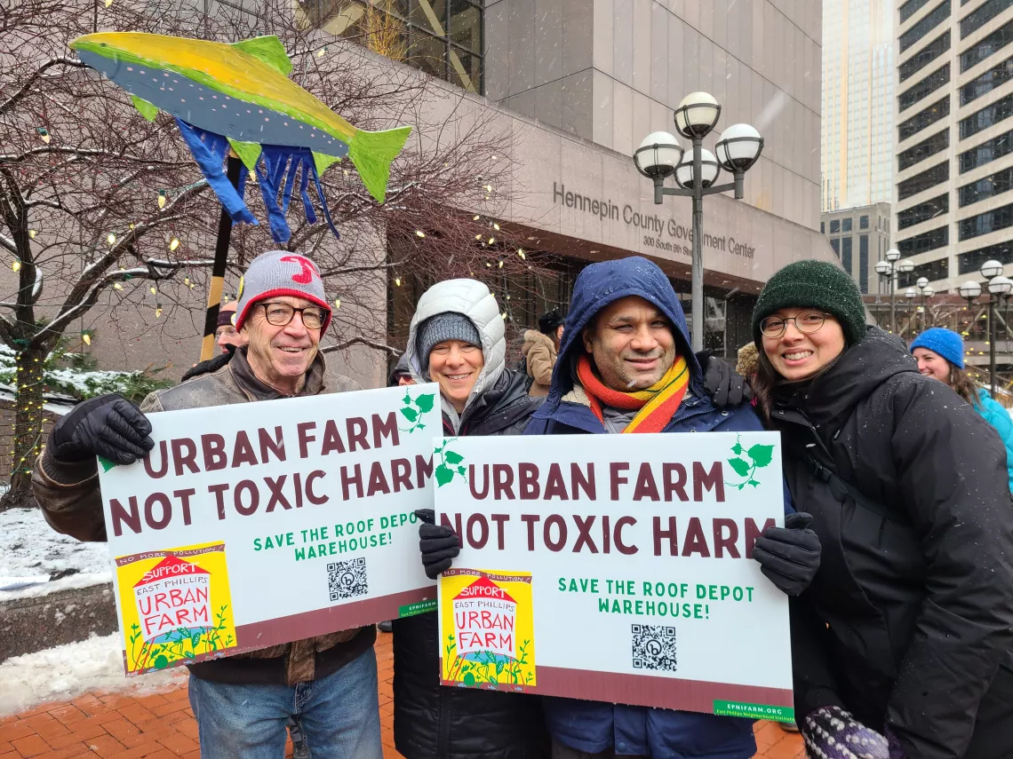 Sierra Club volunteers at a rally for the East Phillips Urban Farm