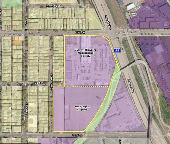 Site map of city Public Works yard and the Roof Depot site.
