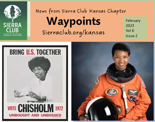 Shirley Chisholm poster and Mae Jemison in astronaut suit