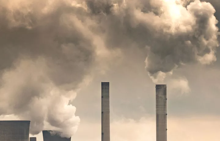 Power plant smoke stacks