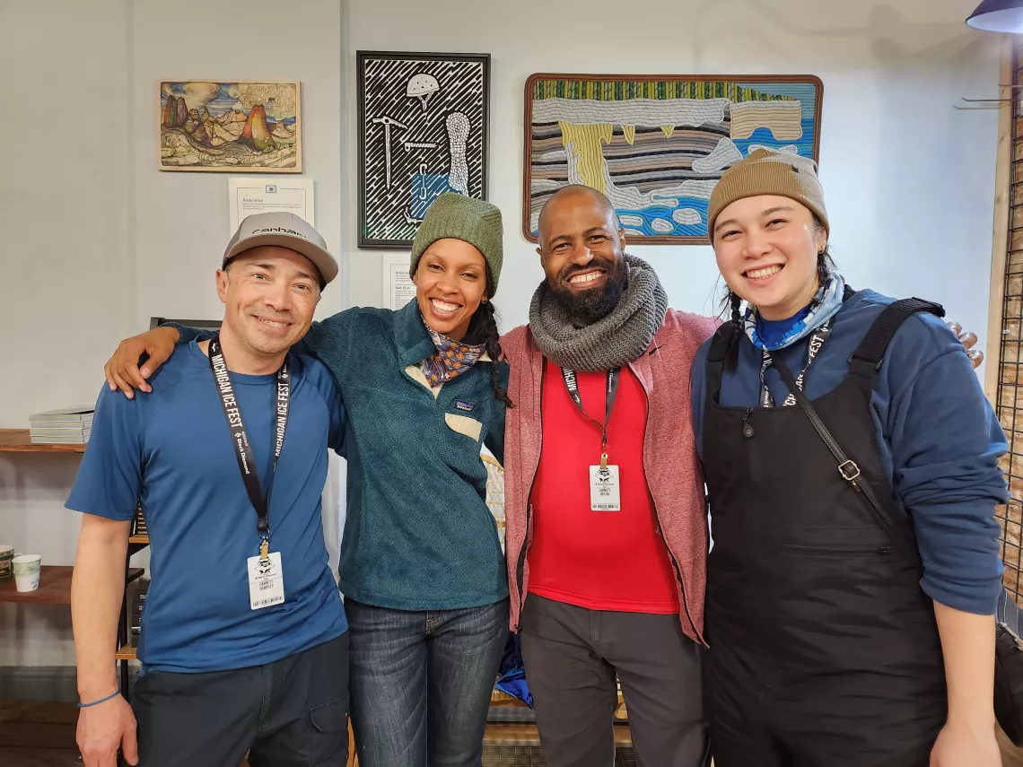 Garrett Dempsey, Chris Hill, Lornett Vestal and Natasha Blakely stand shoulder to shoulder