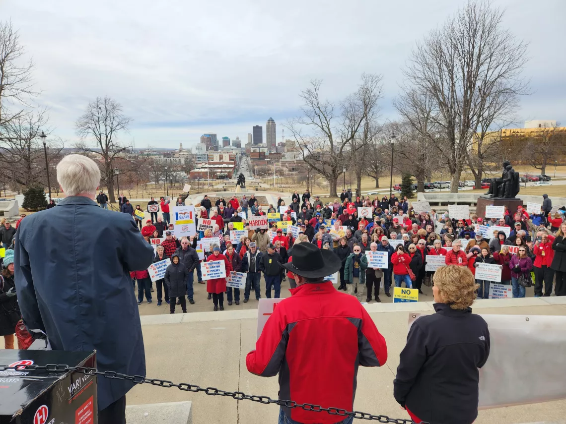 CO2pipeline rally, Iowa Capitol, Feb. 21, 2023