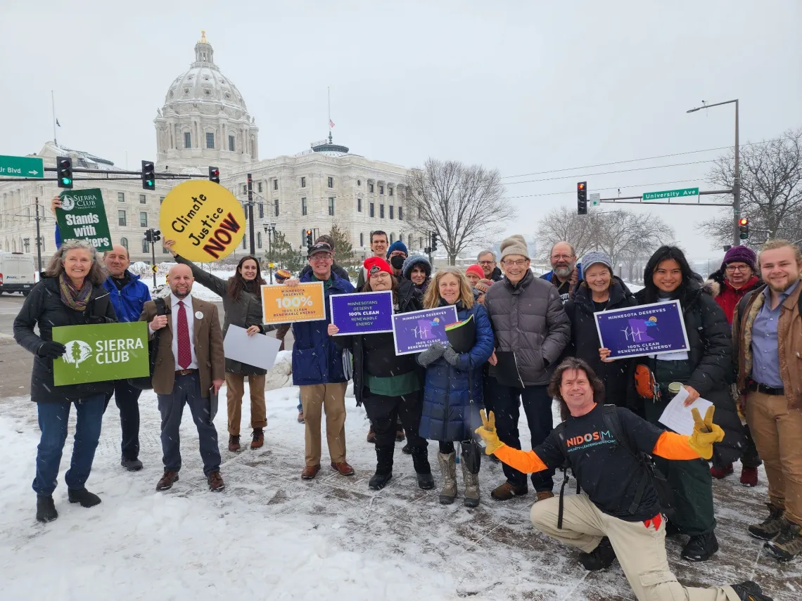 Activists getting ready to speak to legislators in support of the 100% Clean Energy Bill 