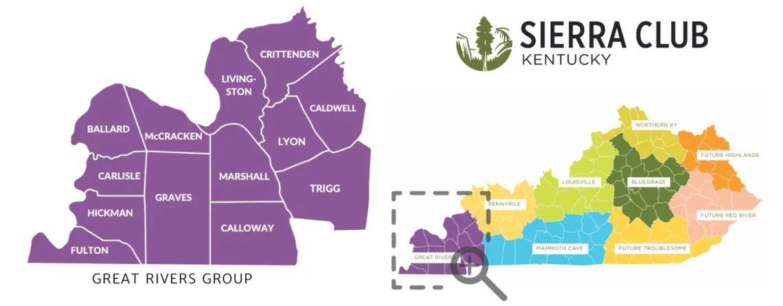 A map of the counties the make up the great Rivers Group