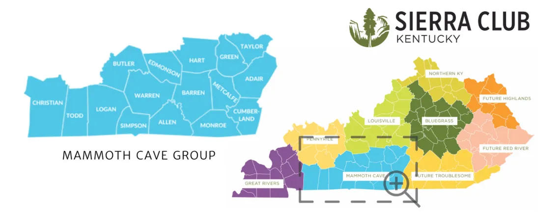 Map of the counties encompassing the Mammoth Cave Group