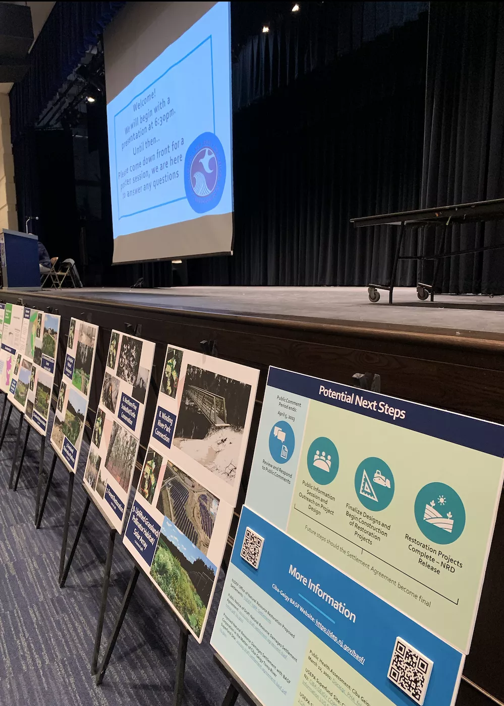 Poster displays at Ciba Geigy NJDEP Q&A and public hearing last night.