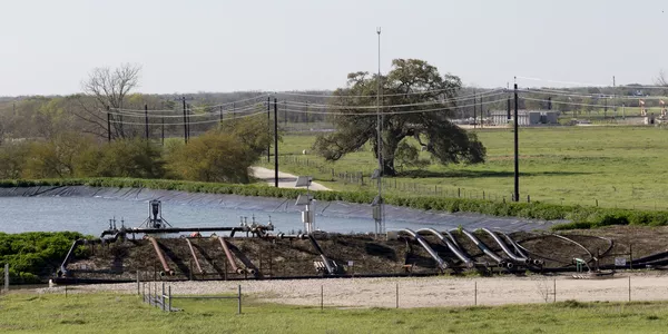 Frack water pond in Eagle Ford Shale area.