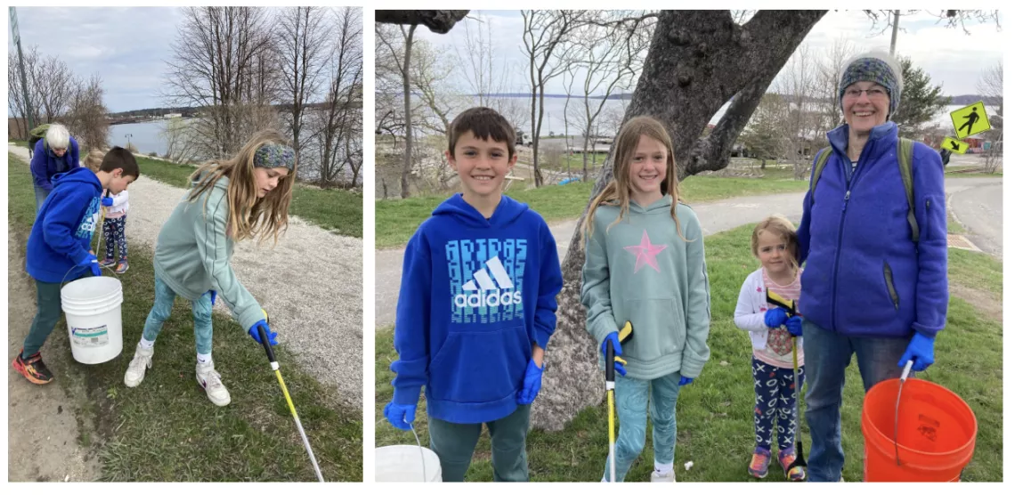 Leslie Kaynor stand with her grandchildren