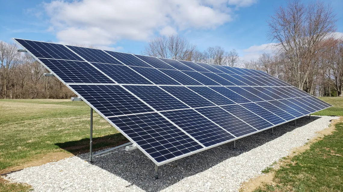 Solar panels in the sun. Photo credit: Heather Moyer