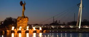 Statue of Native American in river