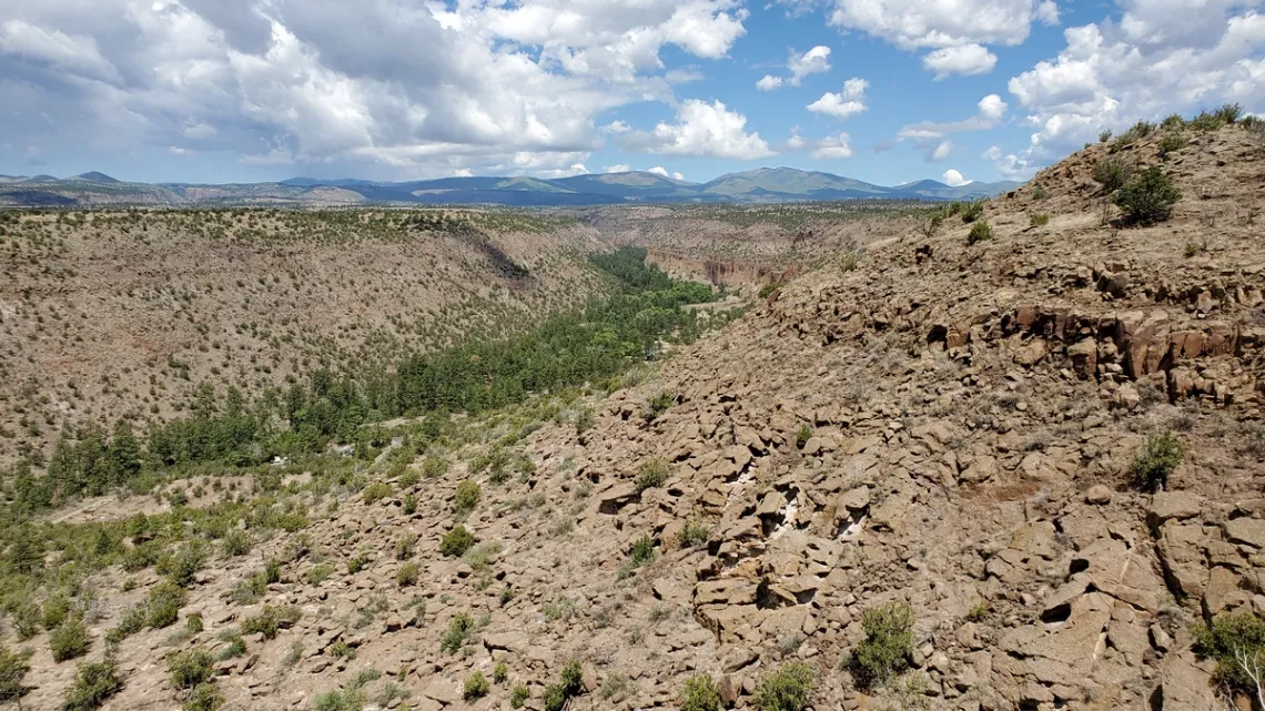 Looking northwest from a viewpoint off the Bandelier National Monument entrance road