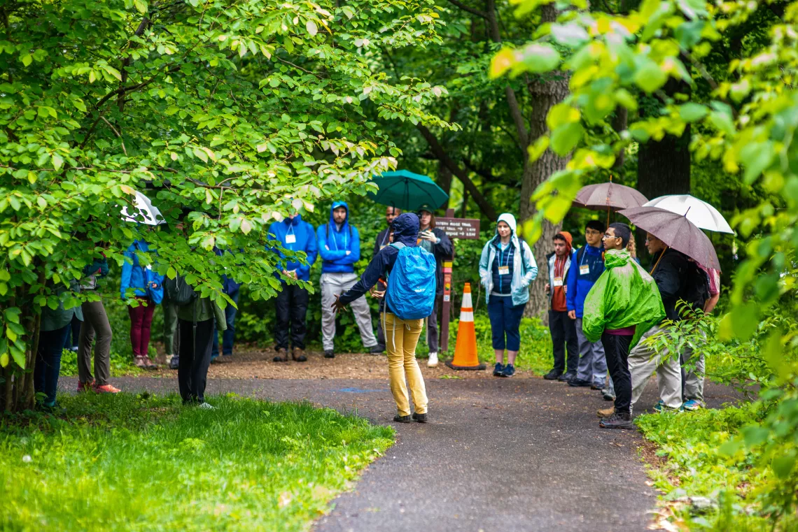 OAK Week 2023 attendees get ready to hike at Rock Creek Park.