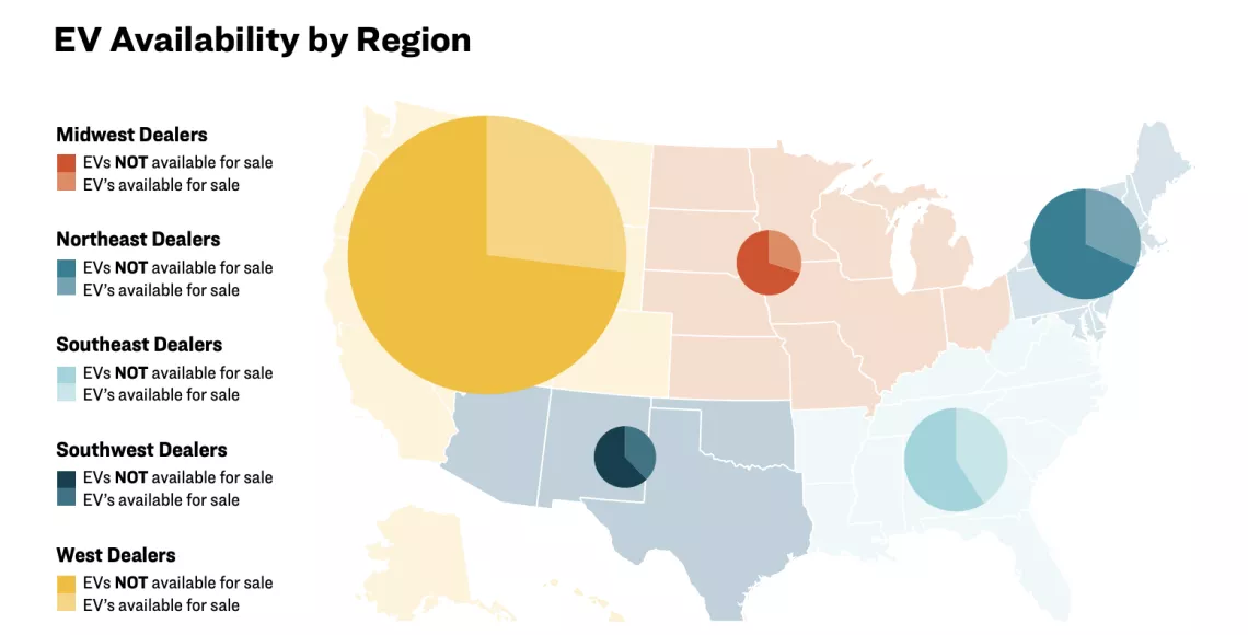 Map of EV availability by region