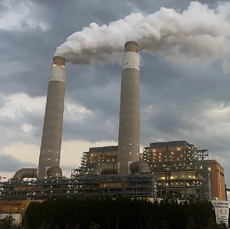Duke Energy's Belews Creek Coal Plant is shown on a cloudy day. Photo by Mikaela Curry.