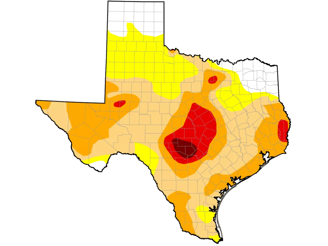 Texas Drought Map - August 2023
