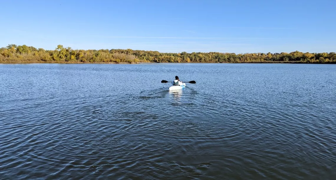 Canoeing on Purple Martin Lake in Des Moines, Polk County, Iowa