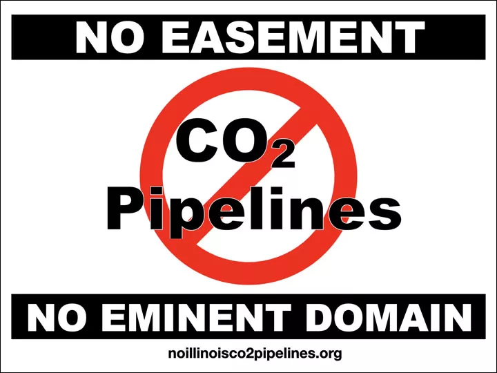 No CO2 pipelines sign