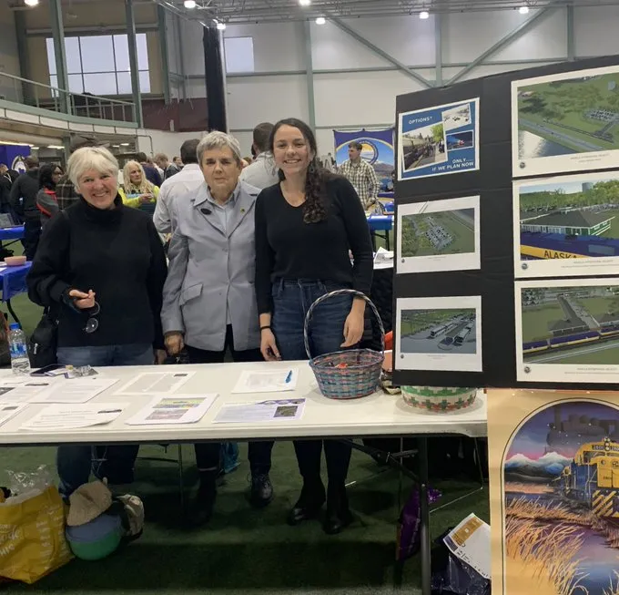 Members of the commuter rail coalition at the Mat-Su Transportation Fair