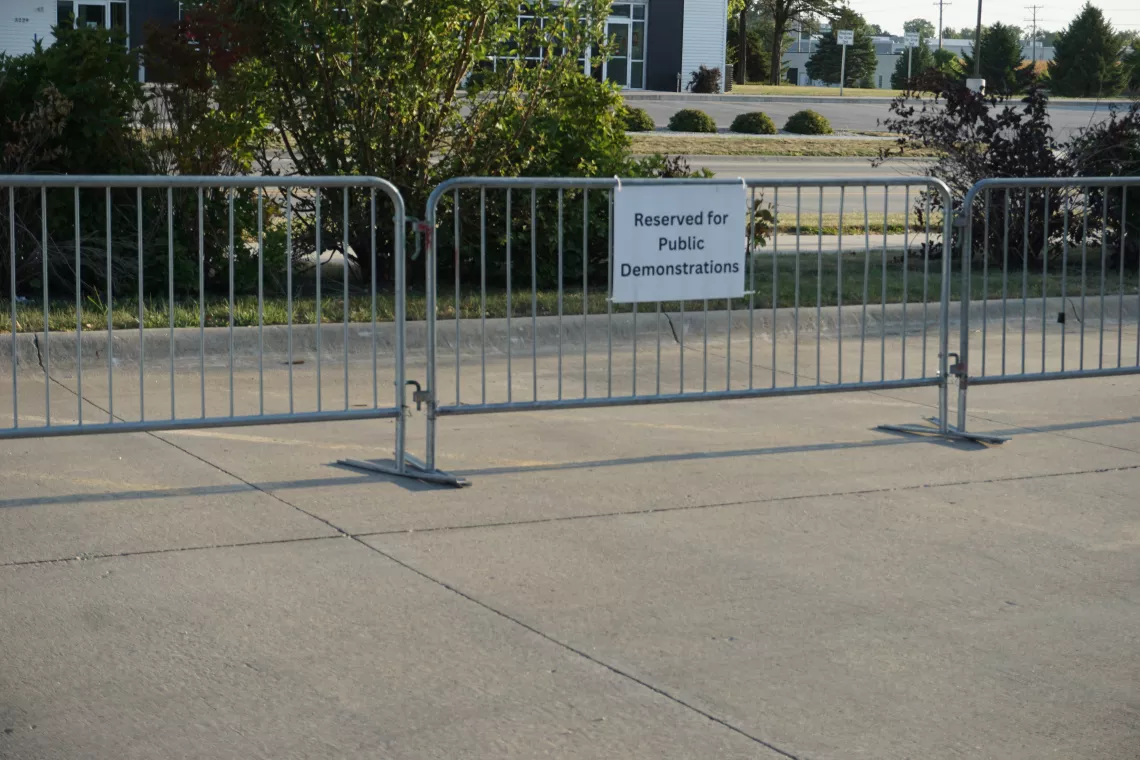 Free speech zone at the Utilities Board hearing on the Summit CO2 pipeline