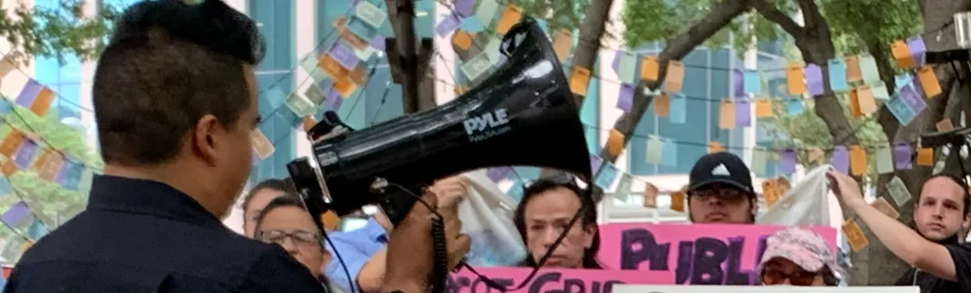 Dave Cortez with bullhorn