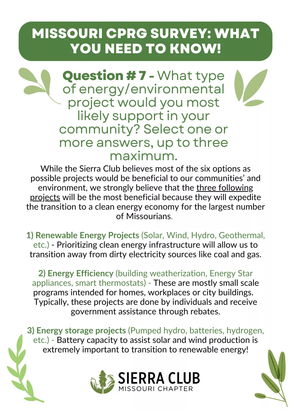 Voter Guide Question 7 - Why we support renewable energy, energy efficiency, and energy storage projects!